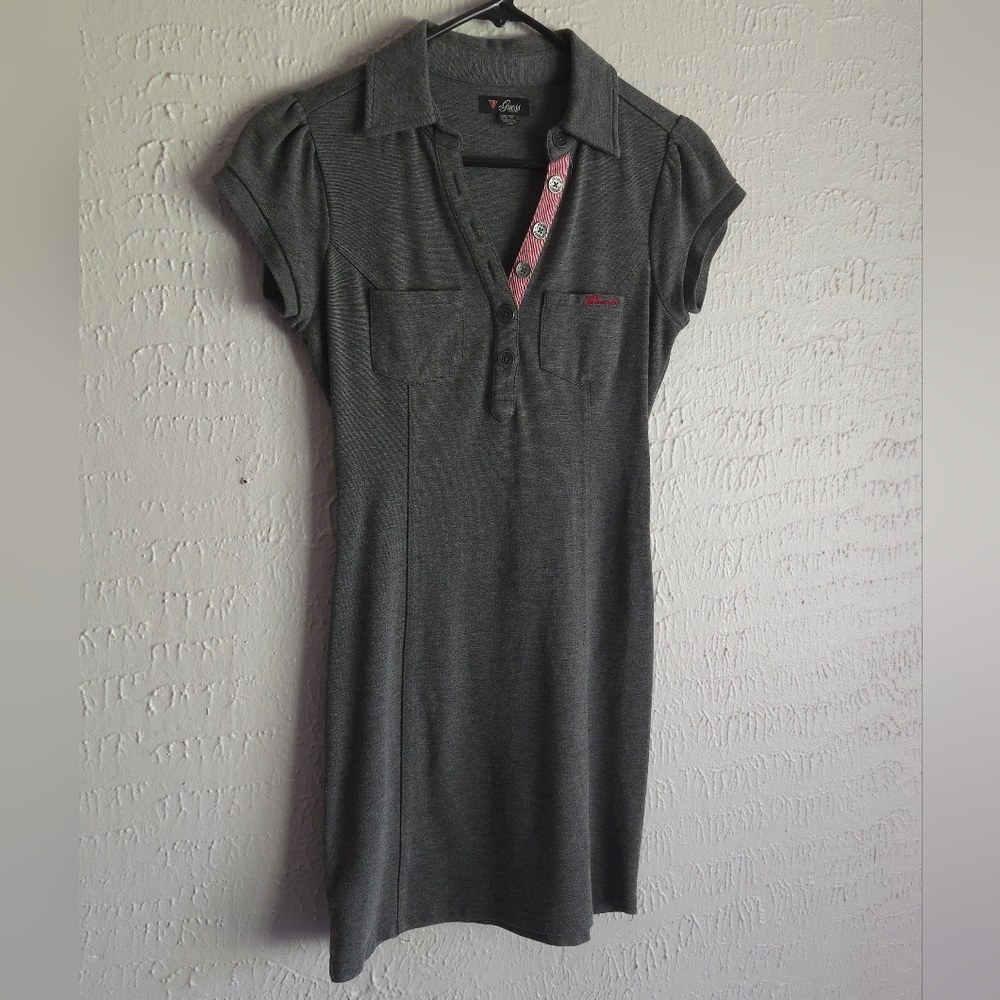 Gray Polo Dress with Pink Accents